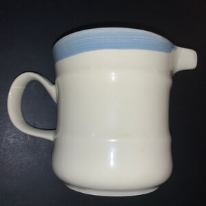 Cream & Light Blue Ceramic Pitcher Serveware One Size